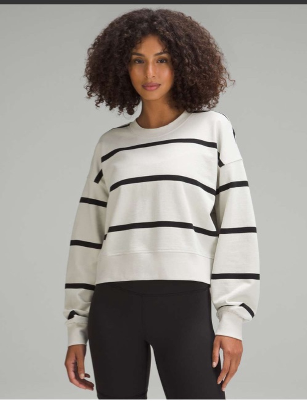 lululemon athletica Cream and Black perfectly oversized cropped crew Sweatshirt - Picture 6 of 6